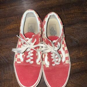 Vans Red and White Checkered Shoes